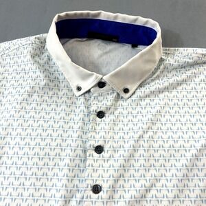 Greyson Golf Polo Men's Sz 2XL Performance White Blue All Over Geometric Pattern
